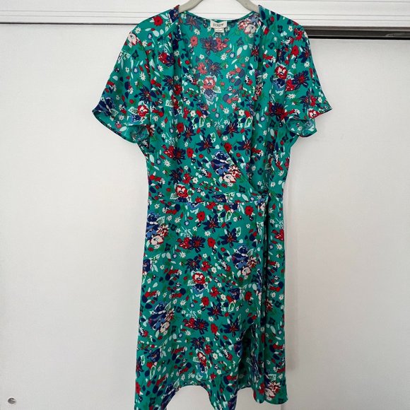 J. Crew Dresses & Skirts - JCrew Teal Floral Wrap Dress - LIKE NEW!